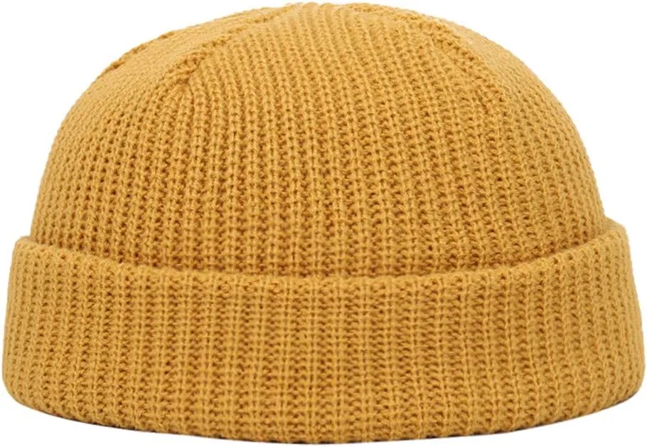 Winter Trawler Watch Hat Knit Cuff Roll up Edge Cap Knit Cuff Short Fisherman Warm Hats for Men Women
