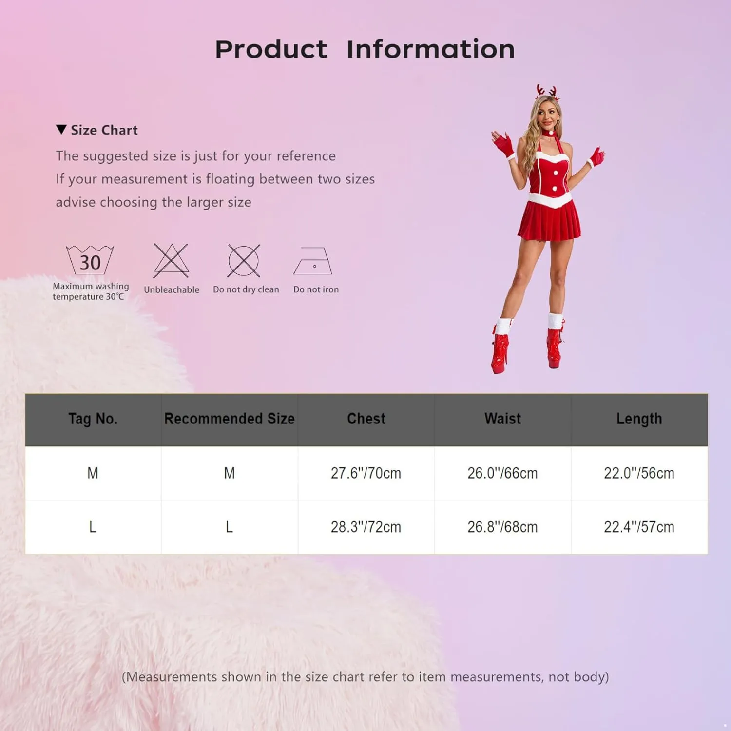 Womans Soft Velvet A-Line Dress with Choker Gloves and Headwear Christmas Holiday Mrs Santa Dress