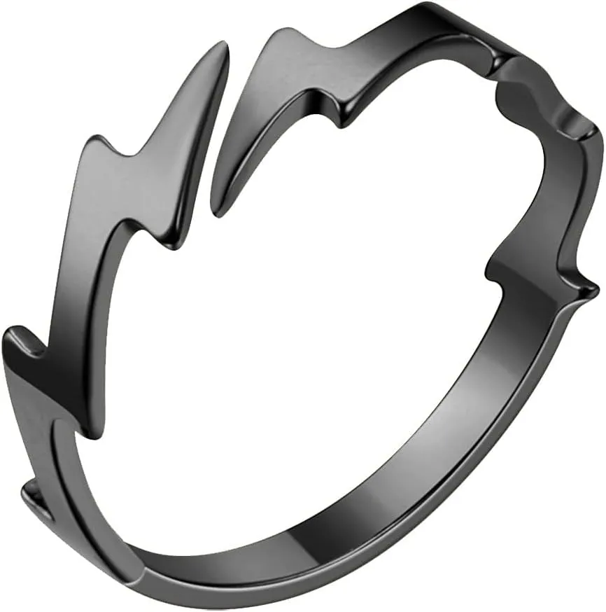 Women and Men Statement Wedding Suitable for Fashionable and Delicate Shaped Adjustable Finger Ring Women's Nobles Earrings Aesthetic Punk Y-2K Girl Mom Gifts (Black, One Size)