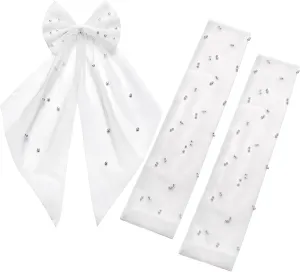 Women Bridal Bow Pearl Veil with gloves Bachelorette Party Veil Engagement Party Accessory