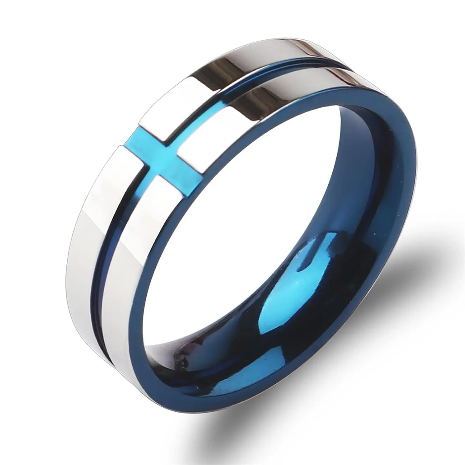 Women Men Titanium Steel Ring Wedding Band Anniversary Ring Eternal Ring Minimalist Design Rings Jewelry Gift (Blue, 11)