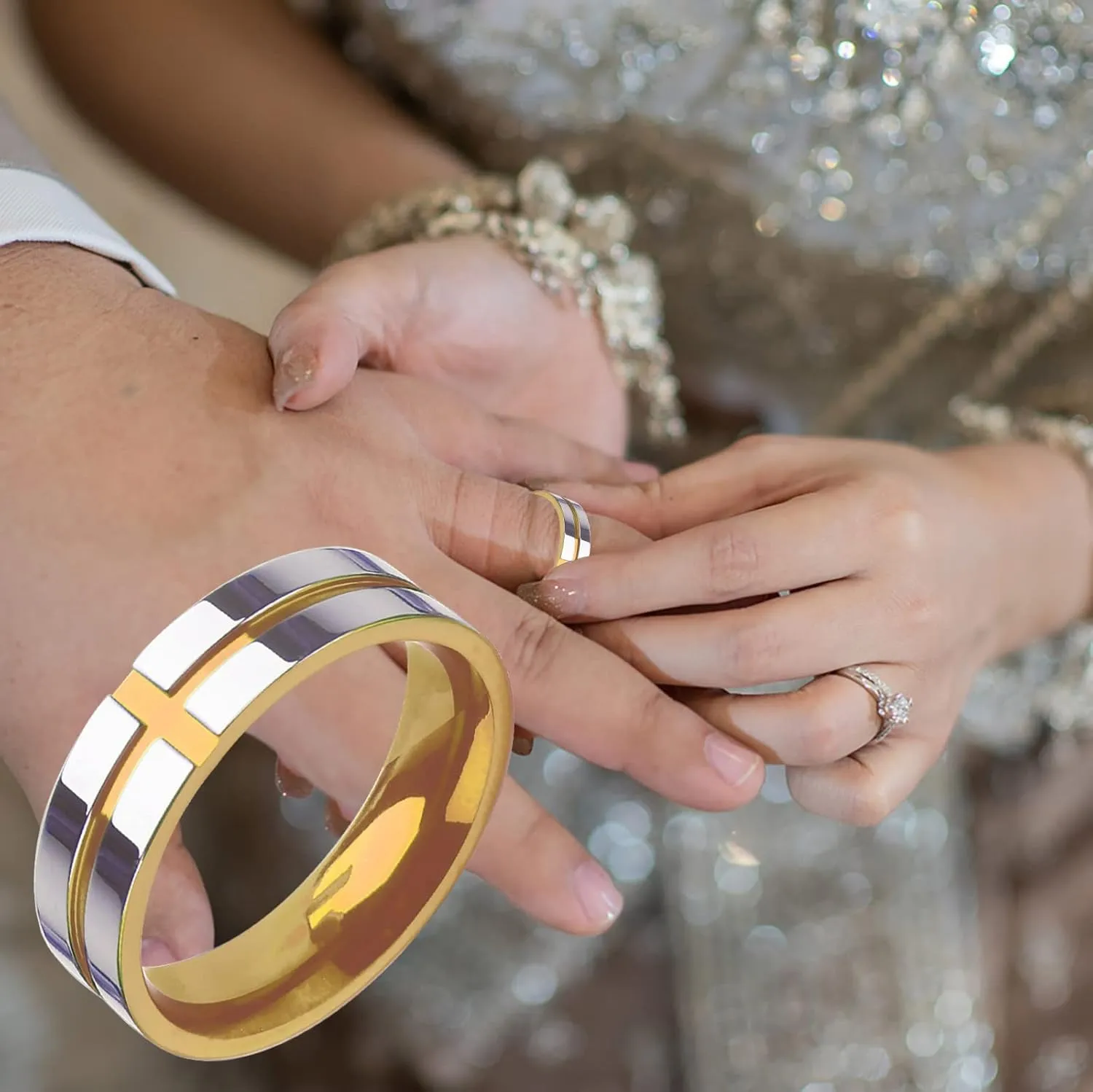 Women Men Titanium Steel Ring Wedding Band Anniversary Ring Eternal Ring Minimalist Design Rings Jewelry Gift (Gold, 11)