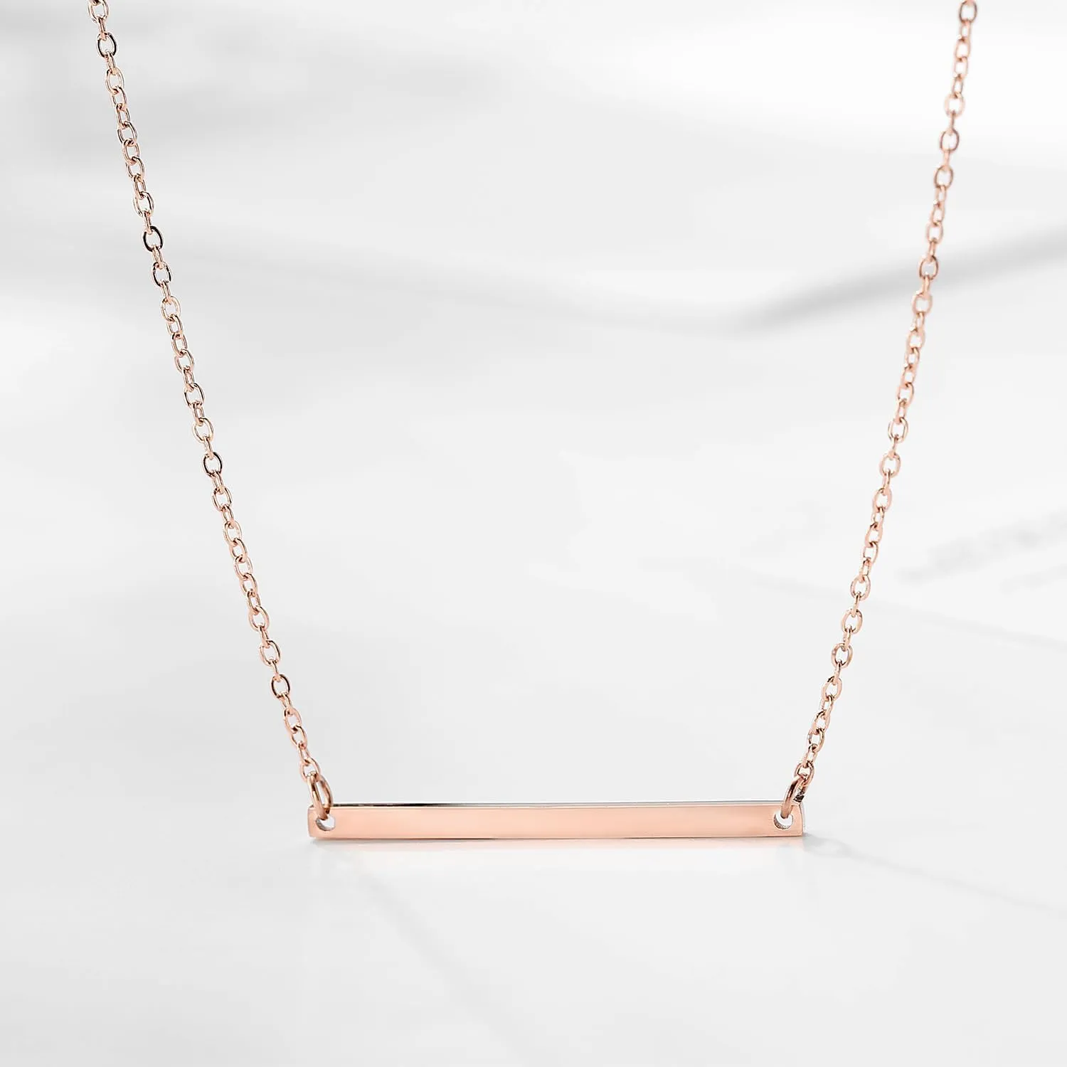 Women Simple Bar Pendant Necklace Dainty 18K Gold Necklace Rose Gold Plated Simple Design Solid Circle, Heart Choker Chain Silver Necklaces for Women