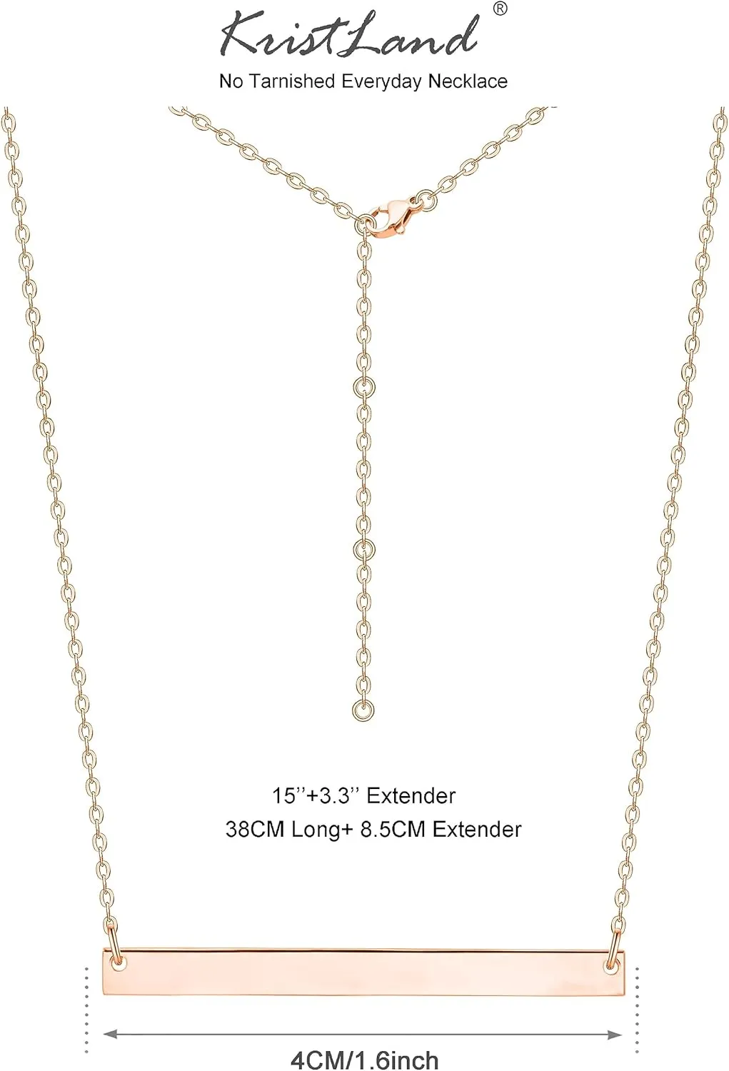 Women Simple Bar Pendant Necklace Dainty 18K Gold Necklace Rose Gold Plated Simple Design Solid Circle, Heart Choker Chain Silver Necklaces for Women