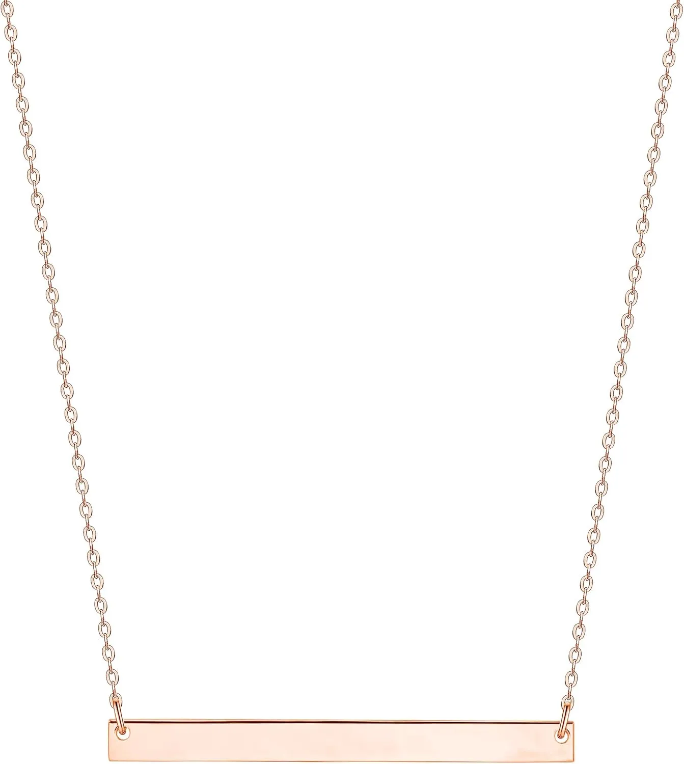Women Simple Bar Pendant Necklace Dainty 18K Gold Necklace Rose Gold Plated Simple Design Solid Circle, Heart Choker Chain Silver Necklaces for Women
