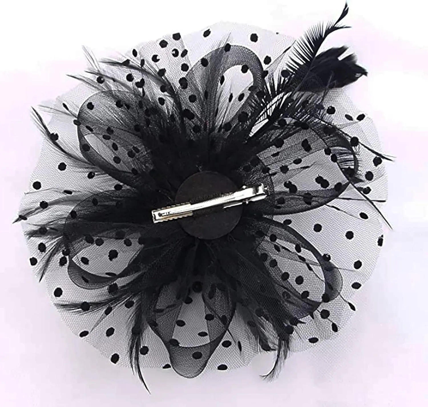 Women's Feather Mesh Flower Fascinator with Headband and Clip Wedding Tea Party Fascinator Hats for Ladies