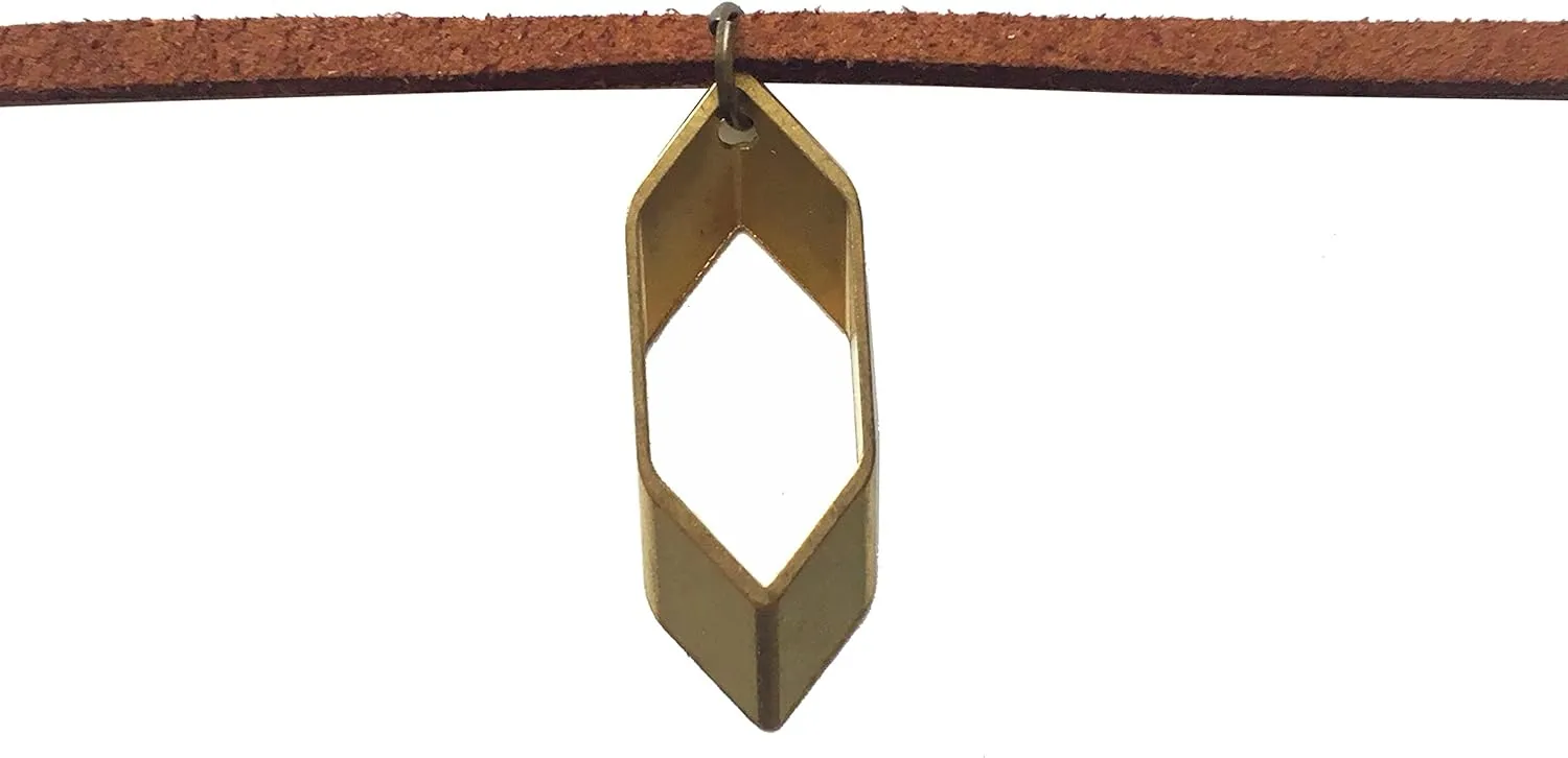 Women's Rhombus Geometric Necklace Brass or Silver, 22"-26"