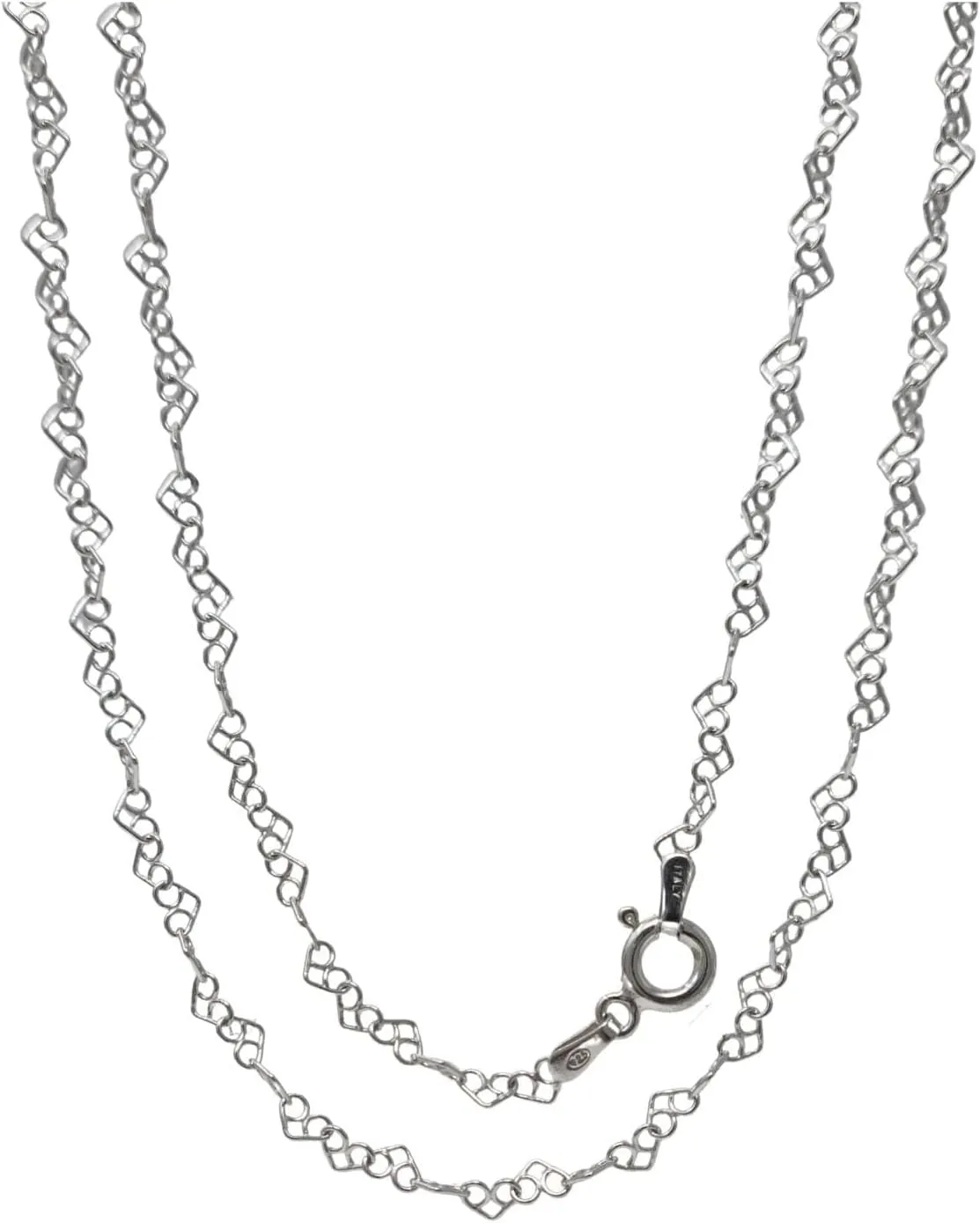 Womens Silver Necklaces - 925 Sterling Silver Heart Links Chain Necklace for Women 3mm Wide Length 16" 18" 19" 20" 21" 22" 24" in