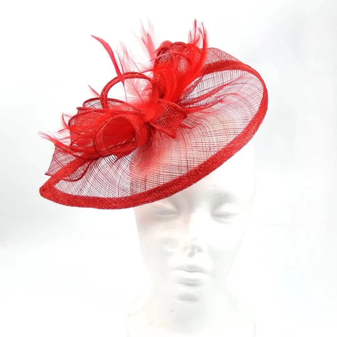 Women's Sinamay Feather Fascinator Flower Kentucky Derby Party Headdress Hat