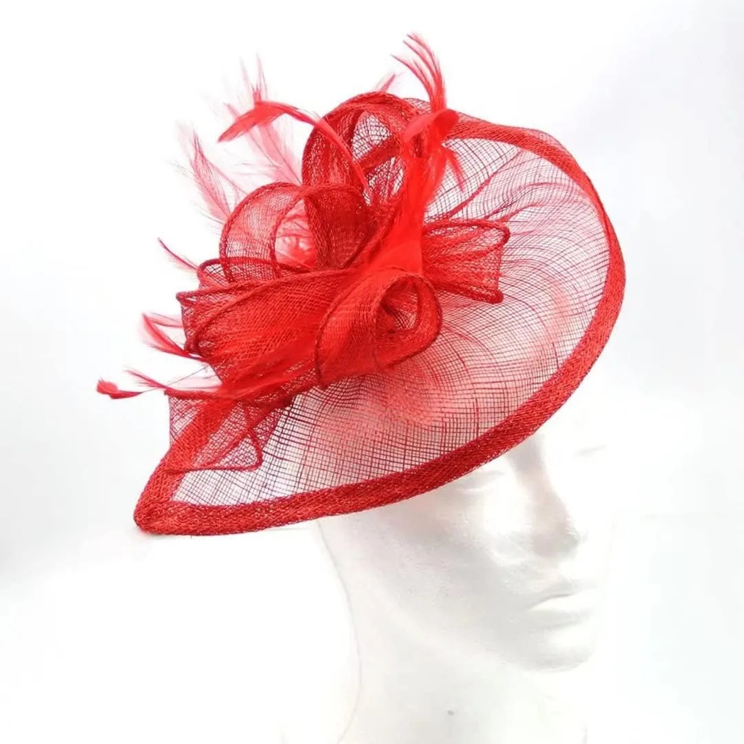 Women's Sinamay Feather Fascinator Flower Kentucky Derby Party Headdress Hat