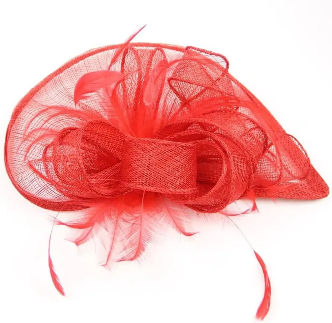 Women's Sinamay Feather Fascinator Flower Kentucky Derby Party Headdress Hat