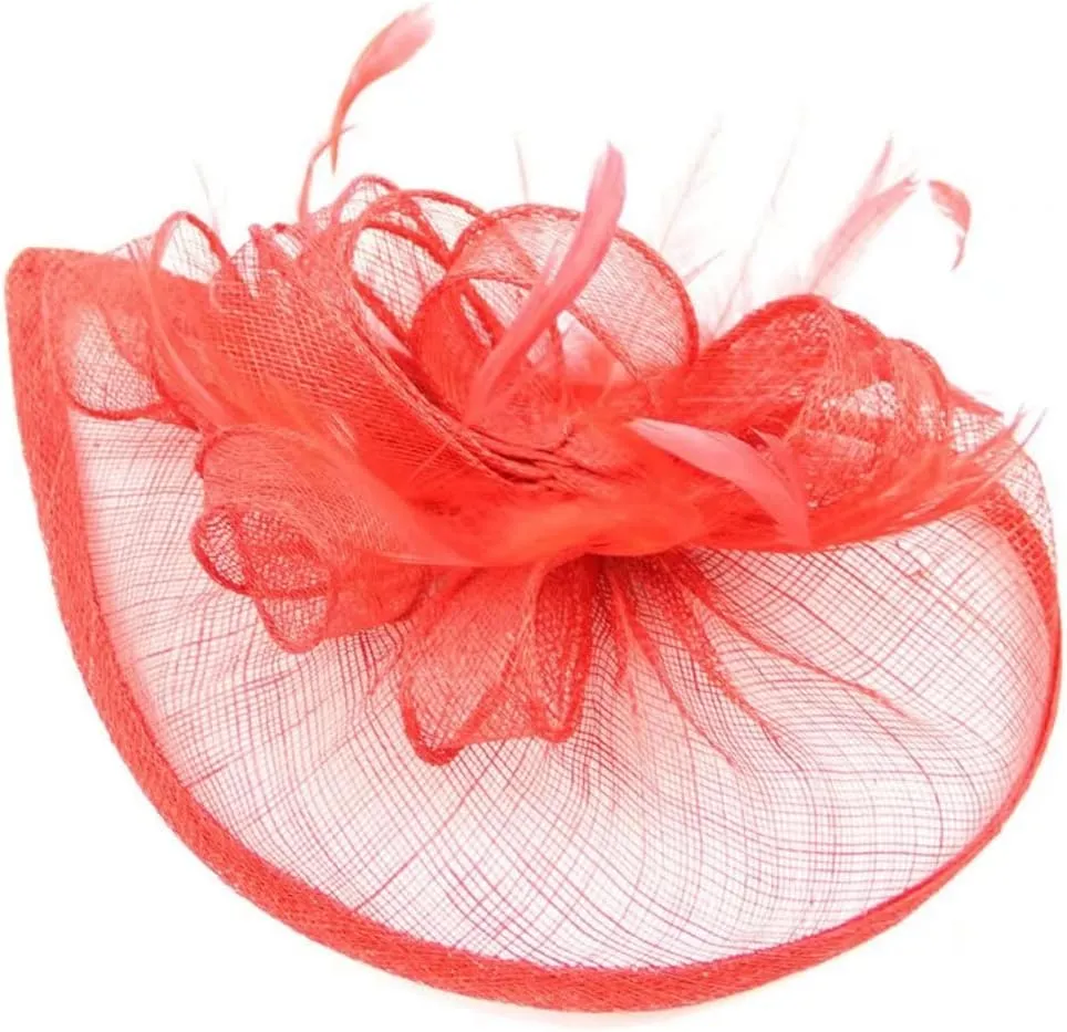 Women's Sinamay Feather Fascinator Flower Kentucky Derby Party Headdress Hat