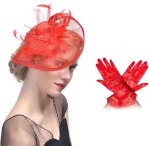Women's Sinamay Feather Fascinator Flower Kentucky Derby Party Headdress Hat