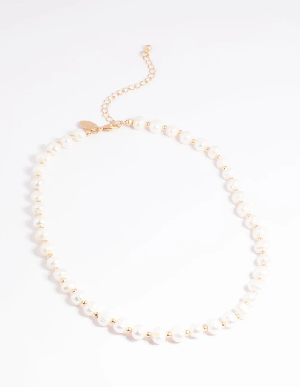 Worn Gold Freshwater Pearl & Bead Necklace