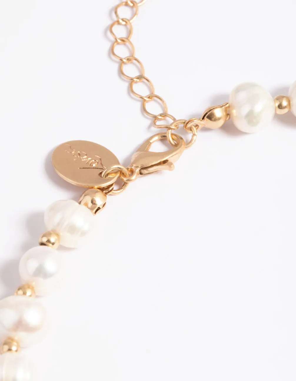 Worn Gold Freshwater Pearl & Bead Necklace