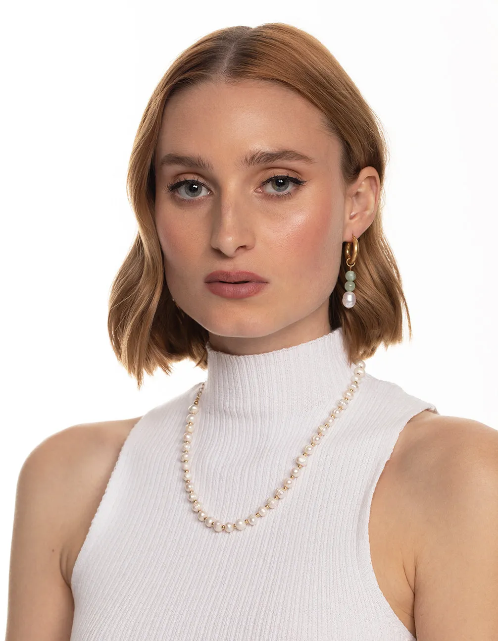Worn Gold Freshwater Pearl & Bead Necklace