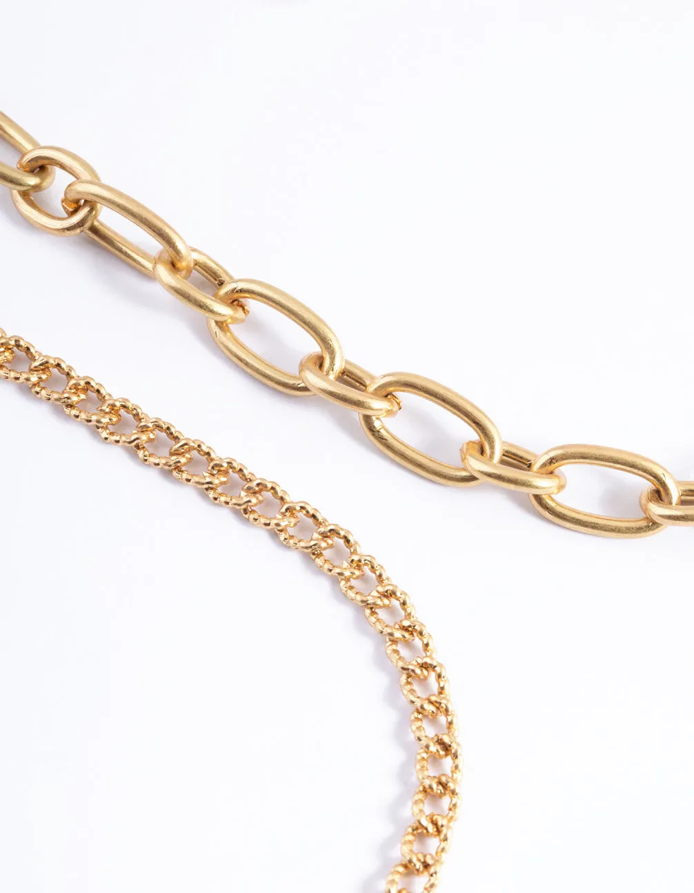 Worn Gold Mix Chain Choker 4-Pack