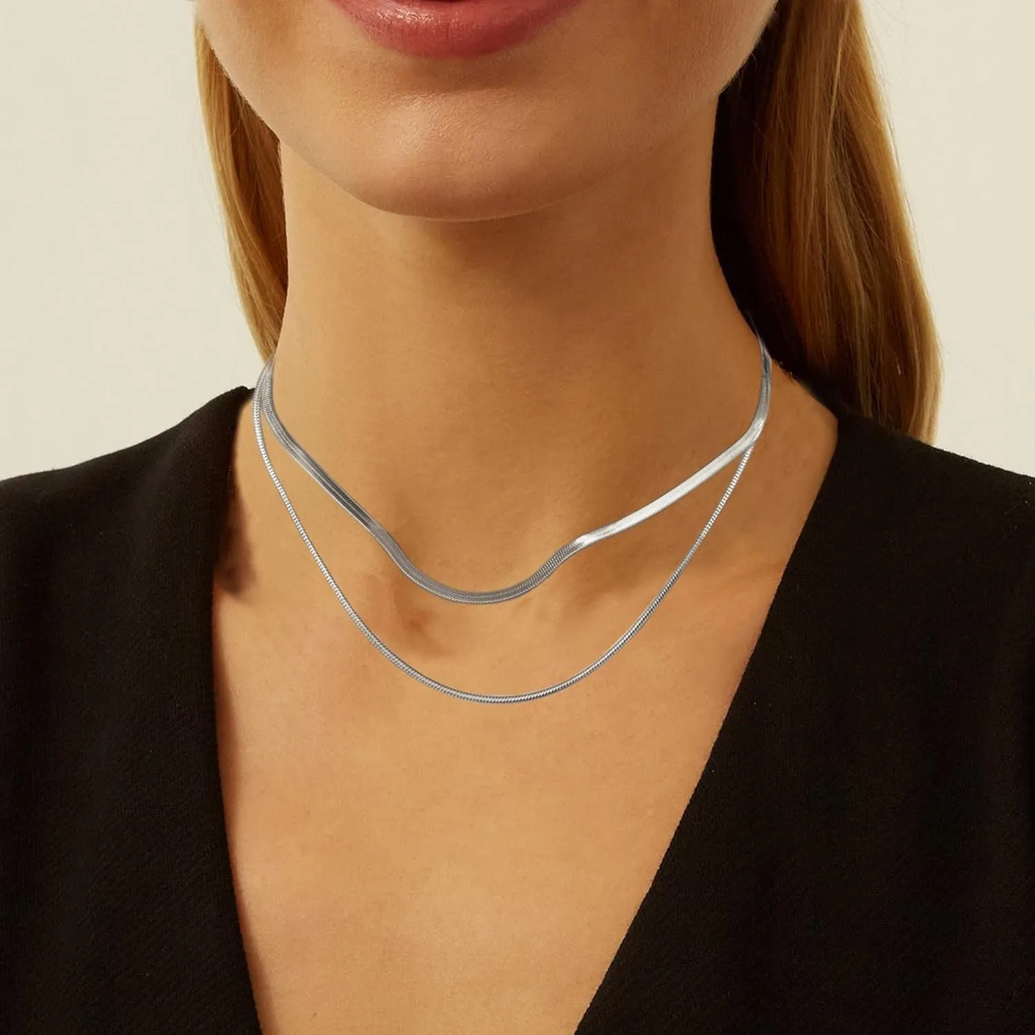 YANODA Herringbone Necklace for Women,14K Gold Necklaces for Women, Dainty Layered Gold Necklace for Women Thin Gold Snake Chain Necklaces Jewelry for Women