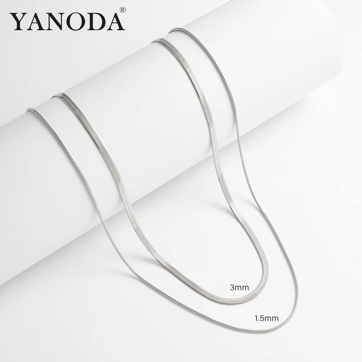 YANODA Herringbone Necklace for Women,14K Gold Necklaces for Women, Dainty Layered Gold Necklace for Women Thin Gold Snake Chain Necklaces Jewelry for Women