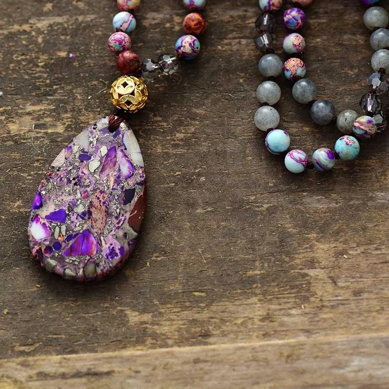 'Yariwan' Labradorite & Purple Jasper Pendant Necklace