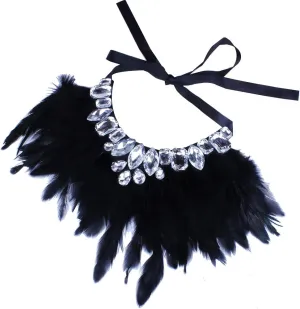 YAZILIND Unique Design Charming Black Feather Bib Collar Statement Necklace Jewelry