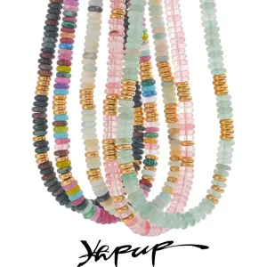 Yhpup Colorful Natural Stone Beads Handmade Y2K Necklace