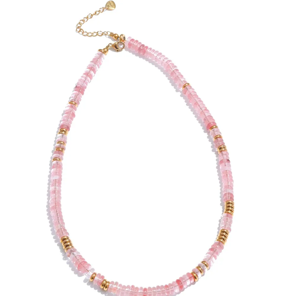 Yhpup Colorful Natural Stone Beads Handmade Y2K Necklace