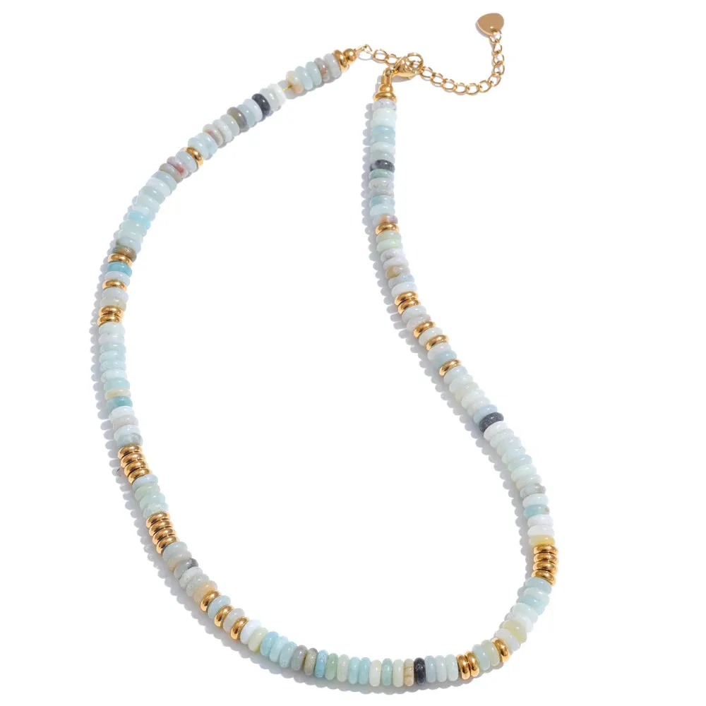 Yhpup Colorful Natural Stone Beads Handmade Y2K Necklace