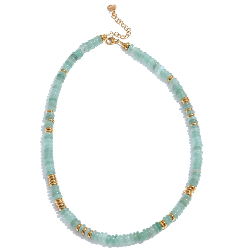 Yhpup Colorful Natural Stone Beads Handmade Y2K Necklace