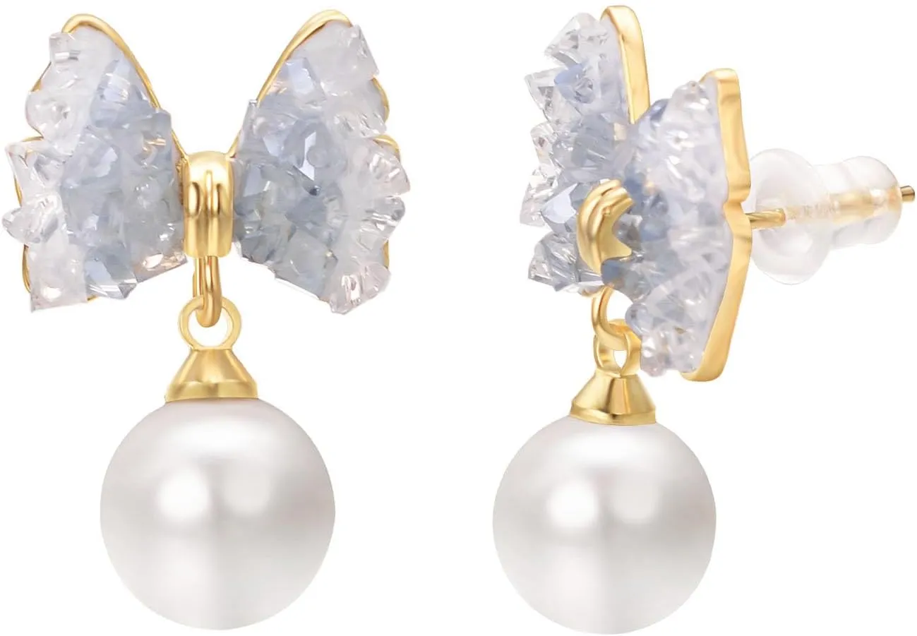 Yoursfs Light Blue/Pink Butterfly Earrings for Women Pearl Studs Teardrop Dangle Cubic Zirconia Elegant Earrings Party Jewelry