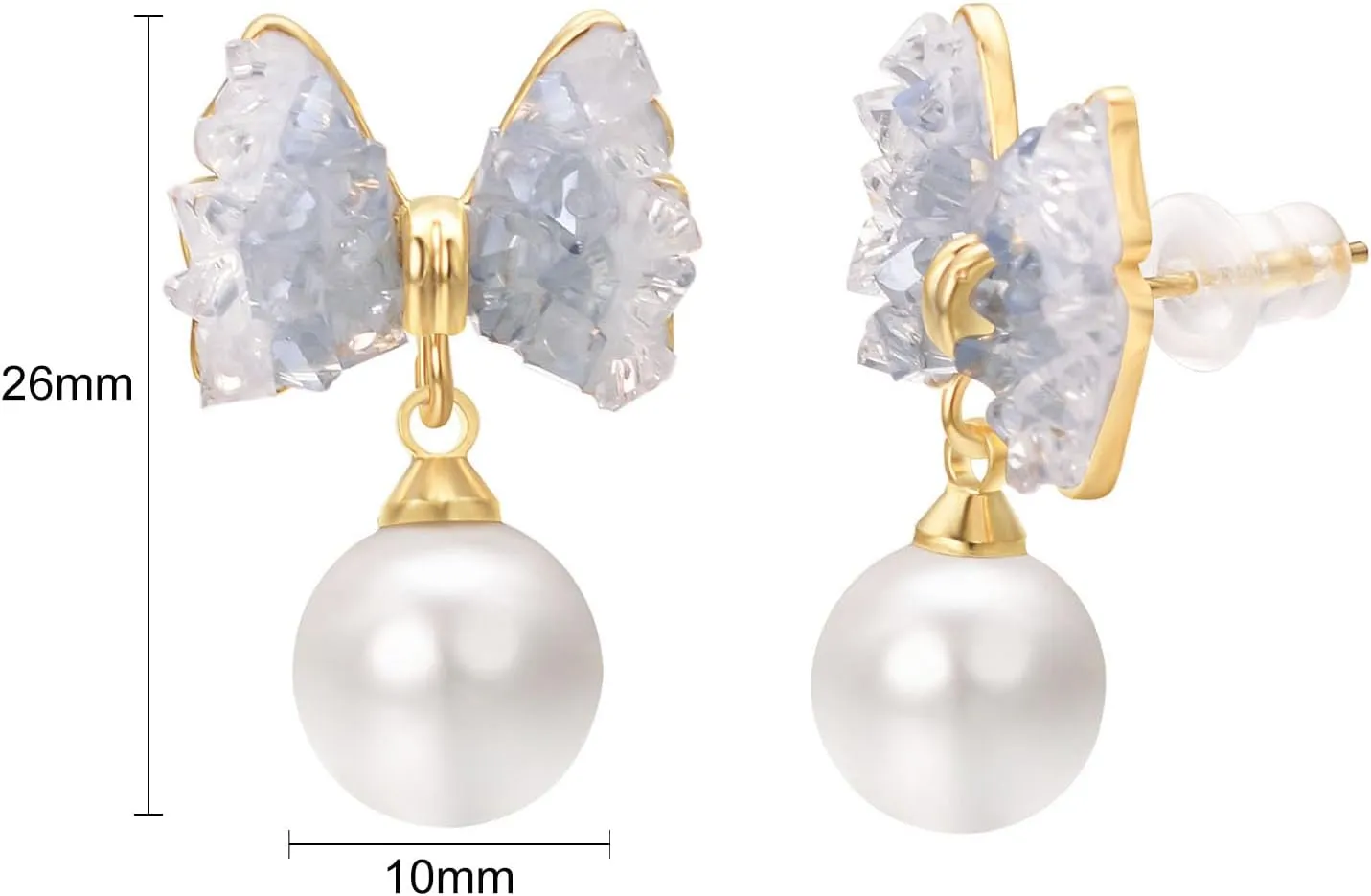 Yoursfs Light Blue/Pink Butterfly Earrings for Women Pearl Studs Teardrop Dangle Cubic Zirconia Elegant Earrings Party Jewelry