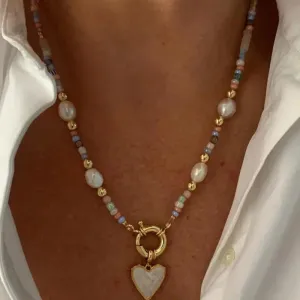 YWZIXLN Bohemian Colorful Beads Chain Necklace With Heart Pendant