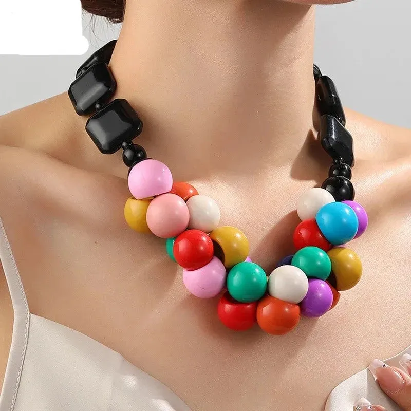 Zara Trendy Beads Big Pendant Necklace