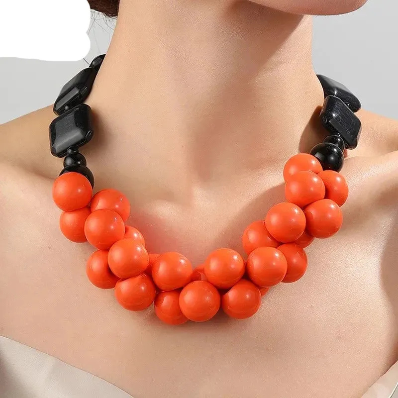 Zara Trendy Beads Big Pendant Necklace