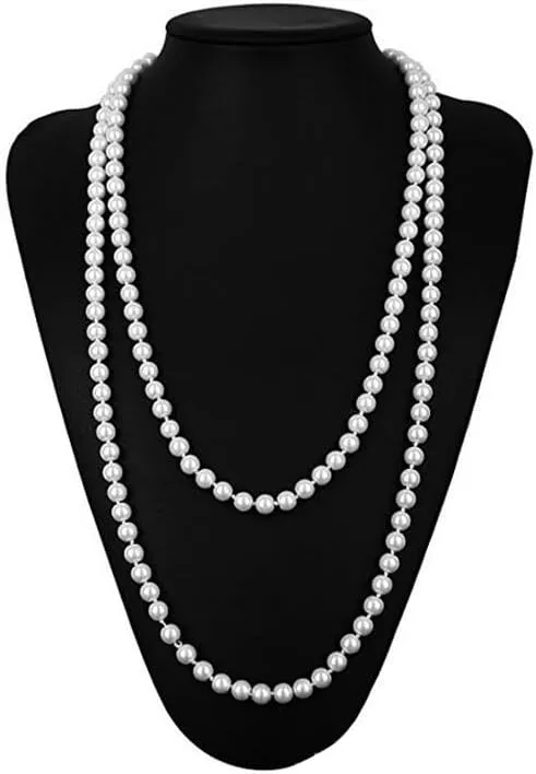 Zcargel 4PCS 1920s Vintage Gatsby Long Gloves Headband Set Cigarette Holder Opera Pearl Necklace Head Accessory
