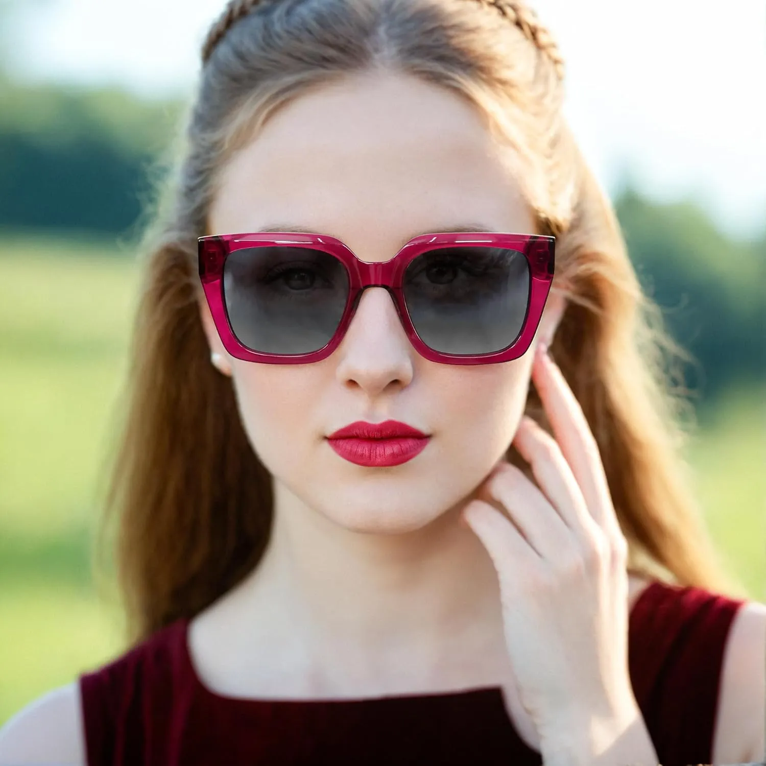 ZENOTTIC Oversized Polarized Square Sunglasses Women Trendy Sun Glasses Retro Designer Shade for Ladies UV400 Protection