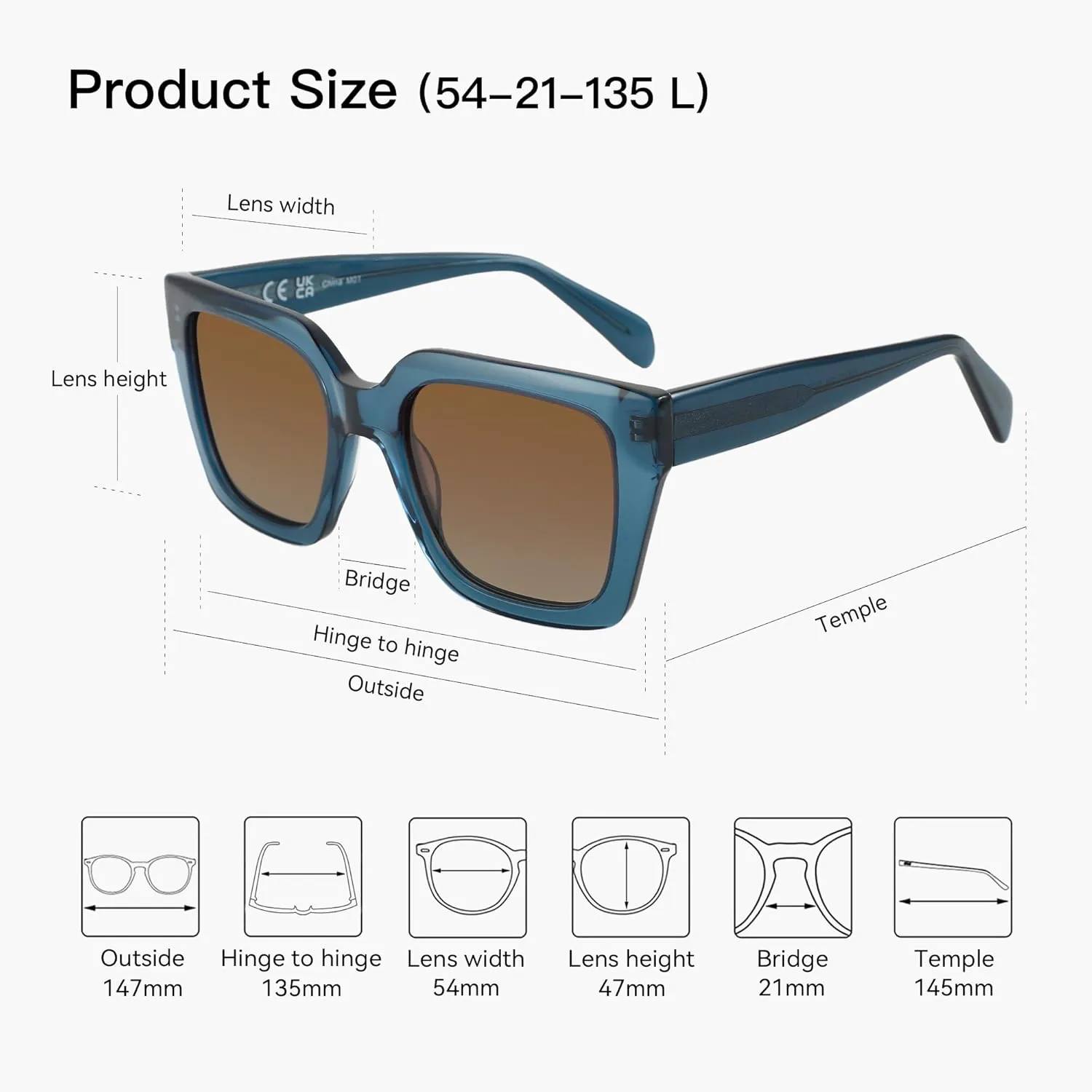 ZENOTTIC Oversized Polarized Square Sunglasses Women Trendy Sun Glasses Retro Designer Shade for Ladies UV400 Protection
