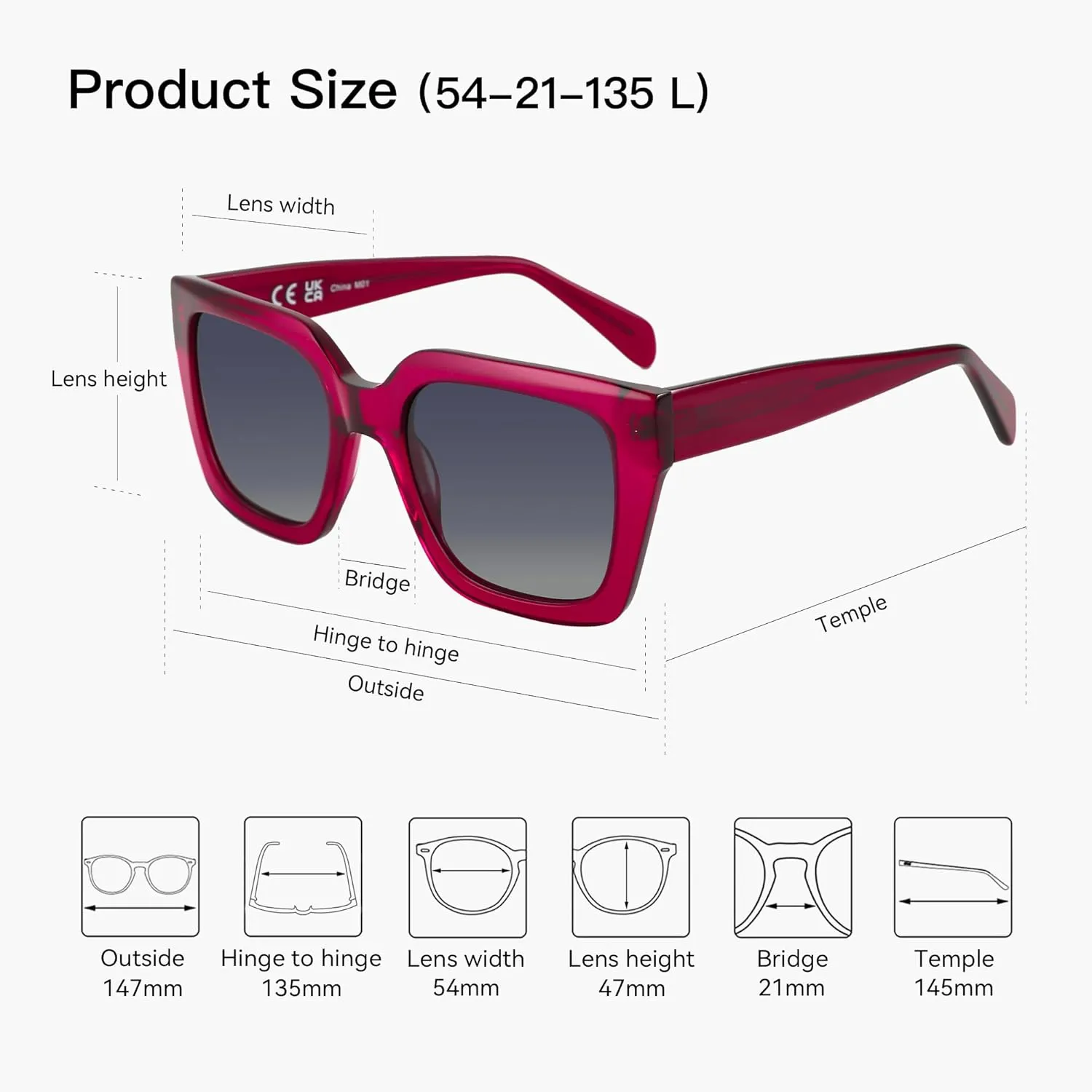 ZENOTTIC Oversized Polarized Square Sunglasses Women Trendy Sun Glasses Retro Designer Shade for Ladies UV400 Protection
