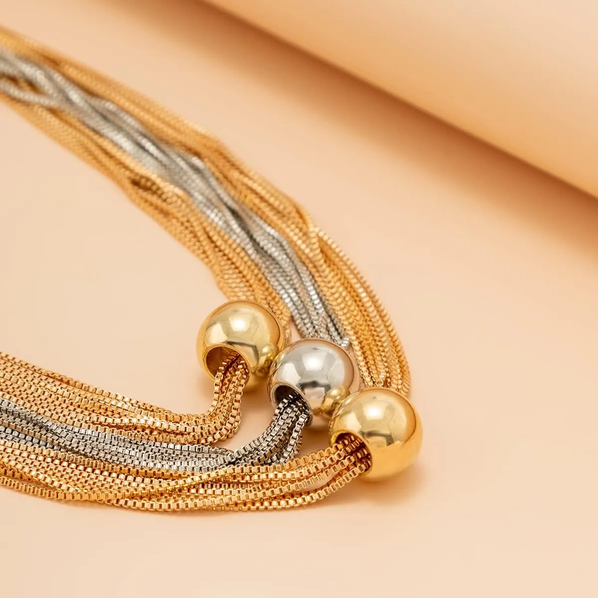 ZMANYIJEW Chunky Gold Silver Choker Necklace for Women Fashion Thick Snake Bone Chain Gold Thick Twisted Necklace Layered Geometric Sphere Gold Necklaces for Women Trendy